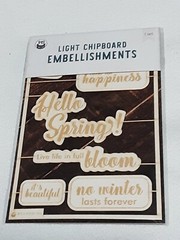 P13 Light Chipboard Embellishments Bundle 11 asst 4×6″ frame w/engraved pieces