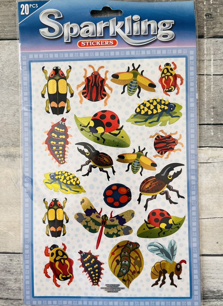 Bug Theme Sparkling Stickers Ladybug Caterpillar Beetle Bees Scrapbooking