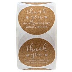 1.5 inch Round Kraft Thank You for Supporting My Small Business Stickers / 500