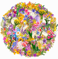 320Pcs Flower Stickers, Cute Vintage Floral Sticker for Kids, Clear Wildflower S