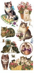VIOLETTE STICKER – LOVELY CATS – 8″ x 3 3/4″ (20cm x 9.5cm)