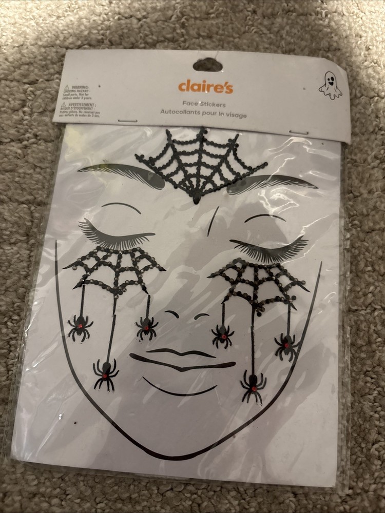 Claire’s Halloween Facial Tattoos with Spiders and Glitter Gemstone Webs