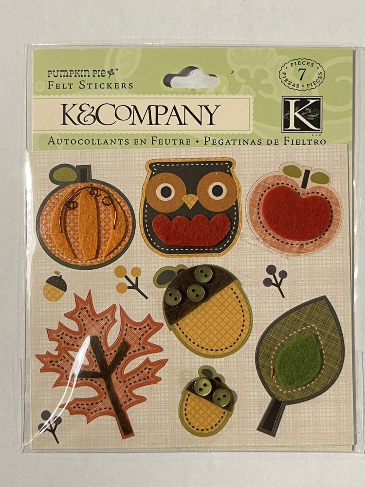 K&Company Felt Stickers Fall Autumn Pumpkin Pie RARE – NIP – 2010