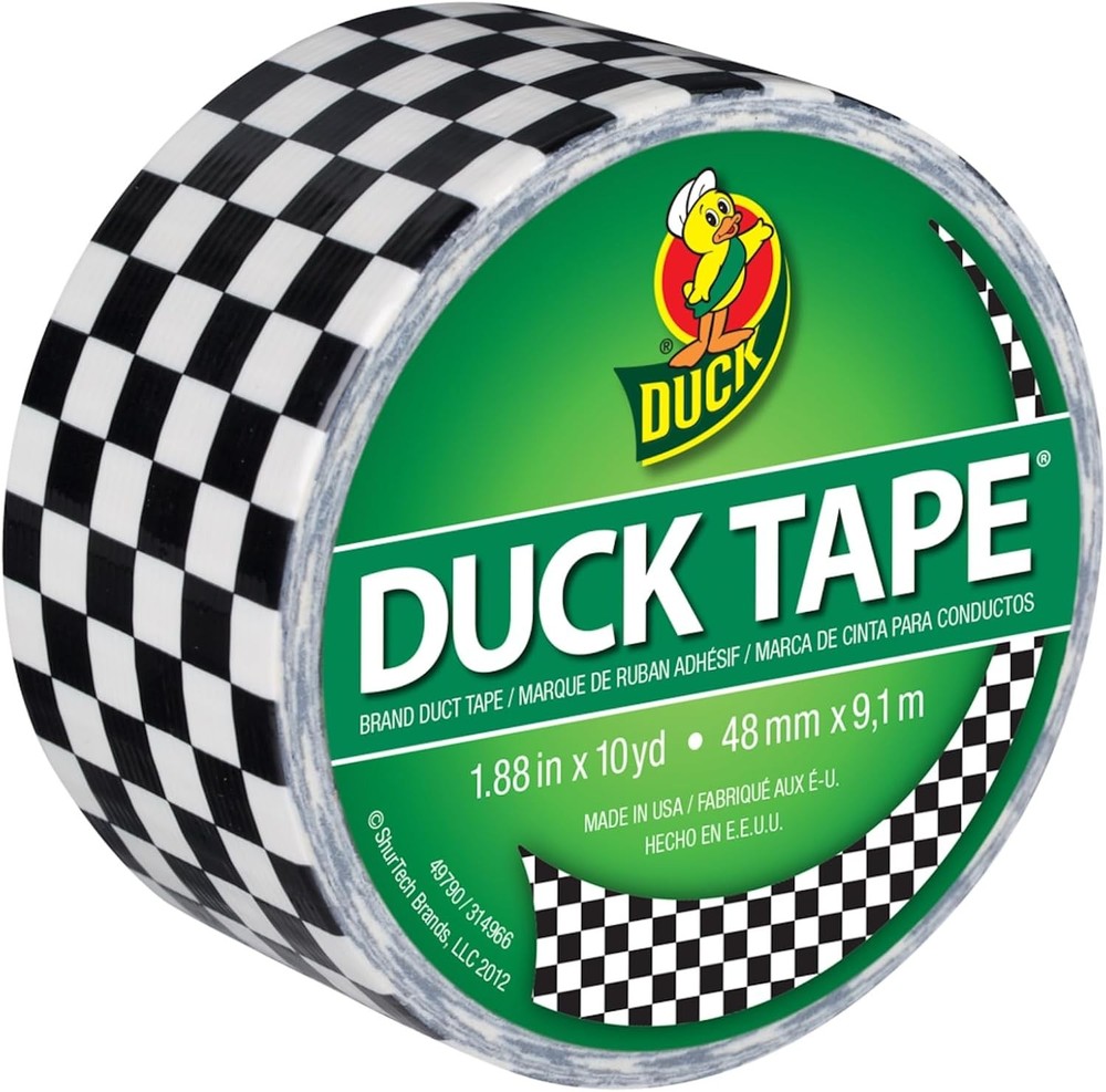 Duck Brand Printed Duct Tape Checker Pattern 1.88 Inch x 10 Yards Single Roll