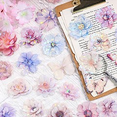 60 Pieces Glitter Shiny Flower Stickers for Journaling, Waterproof Decorative…