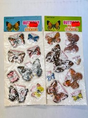 Vintage Butterfly Puffy Stickers Set of 2 Packs by Imperial Toy Corp 1980s BIN74