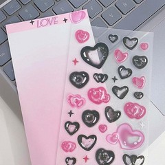 6 Sheets Bubble Stickers, Cute Korean Colorful Star Heart Glitter Self Adhesi
