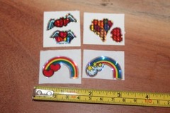 Vintage Prism Sticker mods BJ Vending machine Rainbows hearts Wings lot of 4