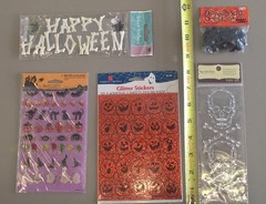 Halloween Party Lot 5 Crafts Skull Skeleton Bones Spiders Black Cats Bats READ
