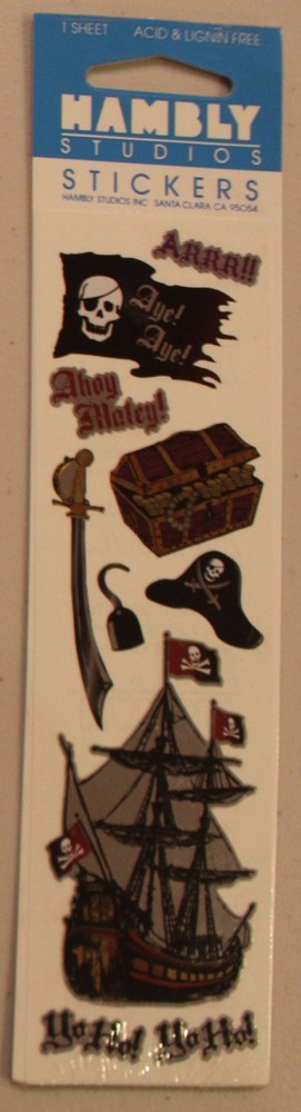 New Hambly scrapbook stickers PIRATES ship treasure sword Aye! Aye! hook skull