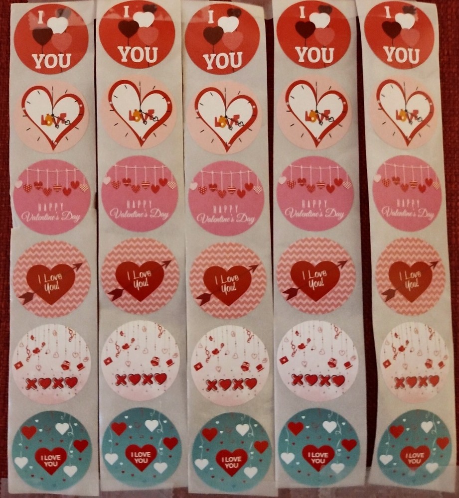 60PC. HEART – VALENTINE’S DAY – LOVE STICKERS – ENVELOPE SEALS #1