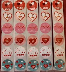 60PC. HEART – VALENTINE’S DAY – LOVE STICKERS – ENVELOPE SEALS #1