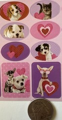 KITTEN & PUPPY VALENTINE Stickers(20pc)Love…Cat…Dog…Hearts…Holiday…Card Making…
