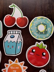 STICKERS x 10 Cherry Tomato Strawberry Milk Headphones Mitten Flower 23V8