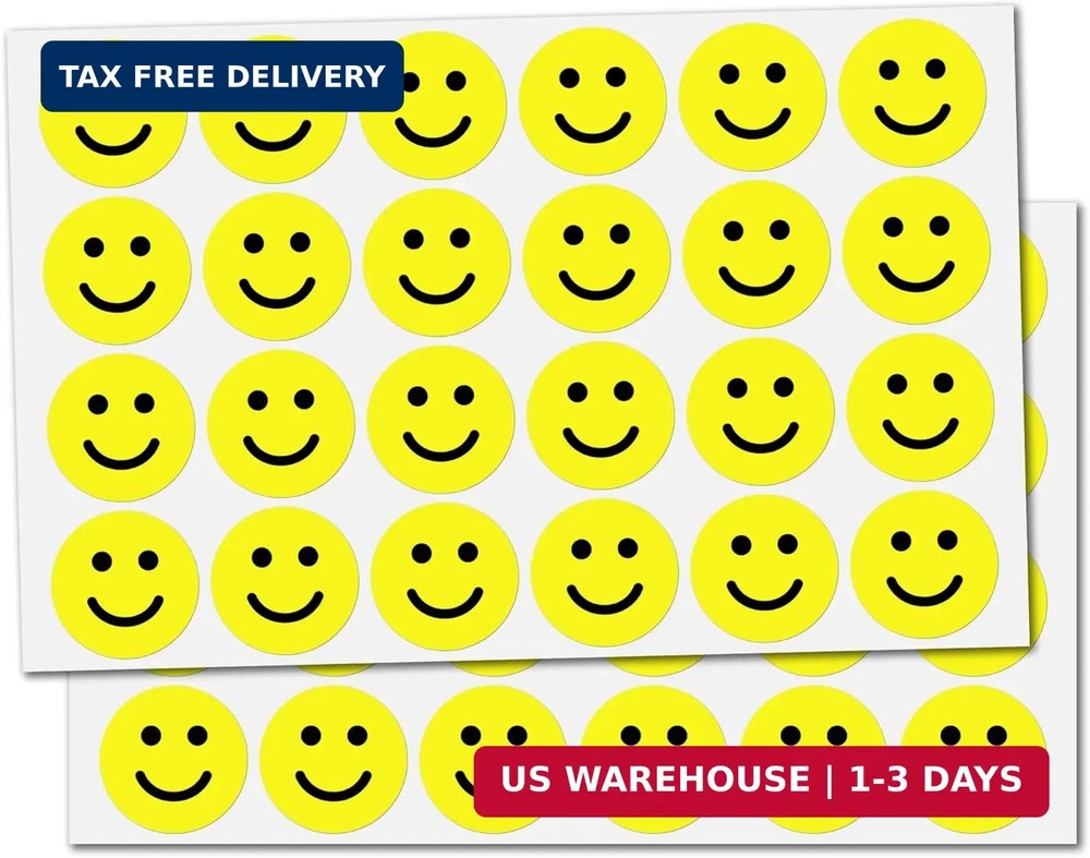 1000+PCS Yellow Smiley Face Stickers 1 Inch – Bulk Happy Face Stickers for Cla