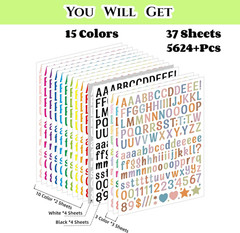 5624 Pcs Waterproof Vinyl Alphabet Stickers for DIY Crafts and Classroom Use