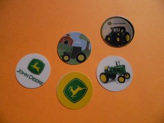 Pre Cut One Inch Bottle Cap Images YELLOW AND GREEN TRACTOR Free Shipping