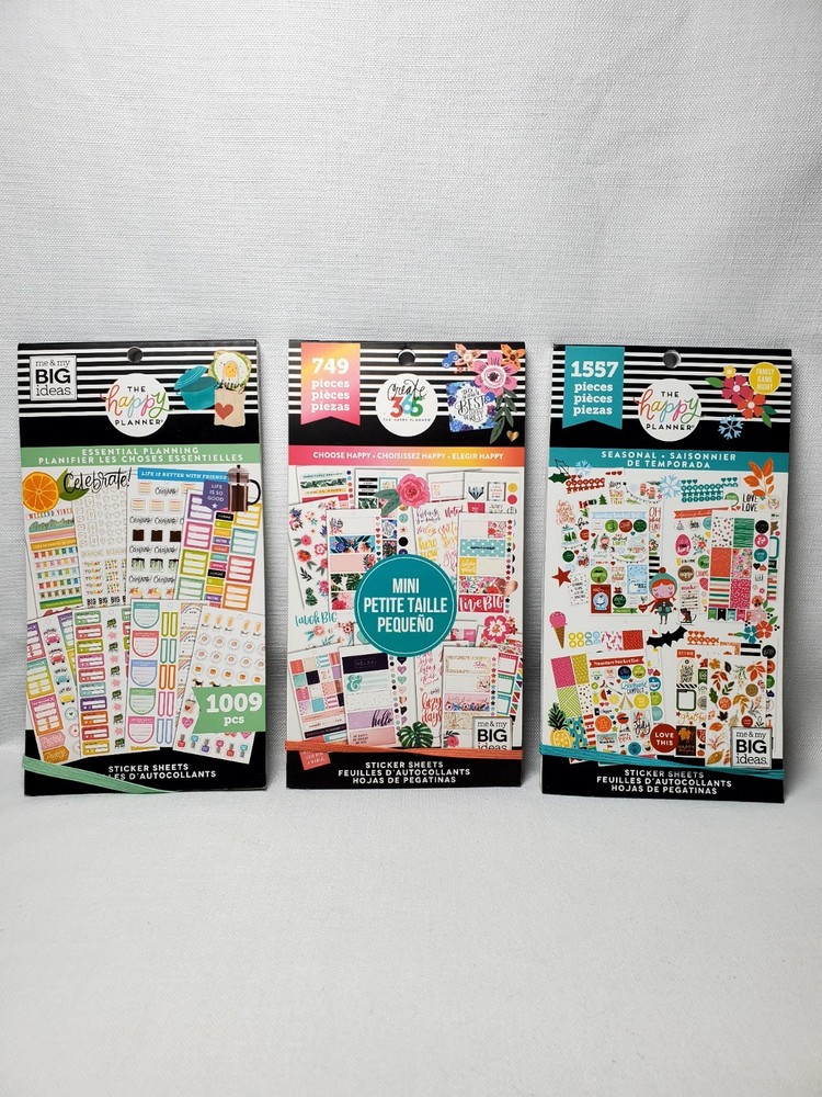 Lot Of 3-The Happy Planner-Seasonal, Choose Happy & Essential-99% Complete-MAMBI