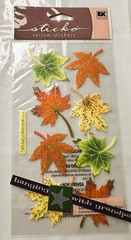 9 Packages Fall Stickers 1 Used Spool of Ribbon Scarecrow Pumpkins Acorns Leaf’s