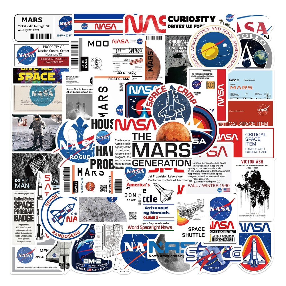 50pcs NASA Stickers, Astronaut stickers, Space Ship, Waterproof Sticker, 145