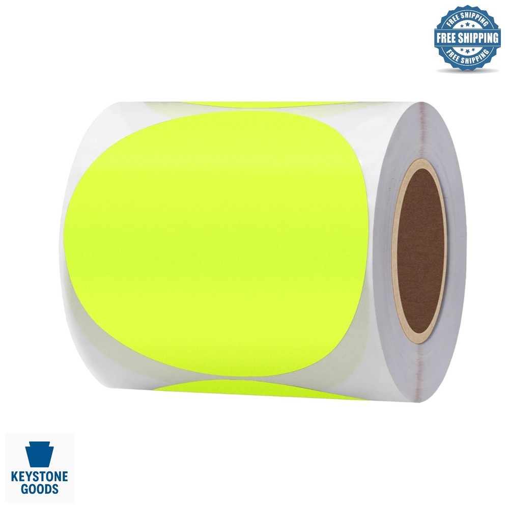 Fluorescent Yellow 3-inch Round Color Coding Dots – 200 Pack