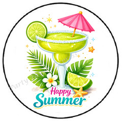 HAPPY SUMMER MARGARITA DRINK ENVELOPE SEALS LABELS STICKERS PARTY FAVORS