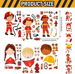 48 Sheets Firefighter Stickers for Kids DIY Craft Party Supplies – 8 Designs