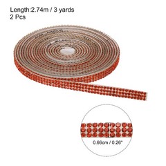 2Pcs Rhinestone Ribbon Orange Self Adhesive Rhinestone Strip 0.26″ x 3 Yard