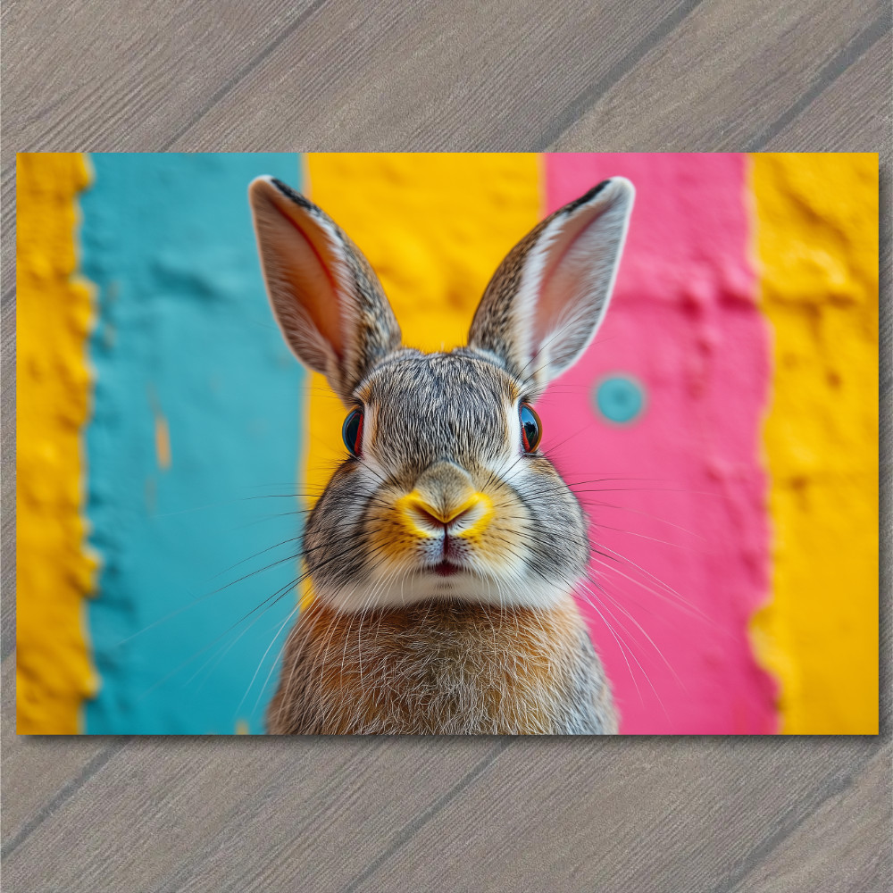 STICKER Bunny Rabbit Easter Color Explosion Whimsical Bright Pop Art Neon Fun