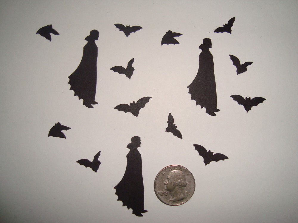 20 HALLOWEEN MARTHA STEWART BLACK VAMPIRE AND 80 BATS DIE CUTS PUNCHES