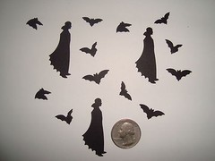 20 HALLOWEEN MARTHA STEWART BLACK VAMPIRE AND 80 BATS DIE CUTS PUNCHES