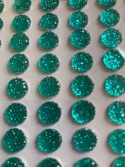 3D ADHESIVE GEMSTONE ROUND GEMS TEAL BLUE GEMS 60 PCS