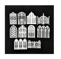 10 Paper Cutouts Fancy Filigree Lace Gates Windows Scrapbooking Card Book Making