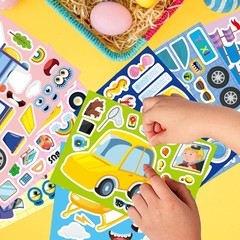 24 Sheets Vehicle Stickers for Kids, Make a Face Sticker, Make Your Own Car, …