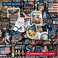 250th Anniversary USA Stickers, 50Pcs 1776-2026 America 250 Stickers, Patriotic