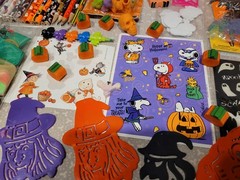 Vintage Halloween Sticker Eraser Stamp Stencil Party Favor Lot