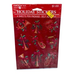 Vintage American Greetings Christmas Stickers Musical Instruments 4 Sheets