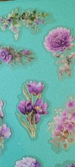 PK2 12pc individual Purple & Pink Floral Transparent Crafting Multiuse Stickers