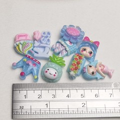 LibiIine 100pcs Mix Lots Flatback Resin Buttons Flat Back Mix, Blue