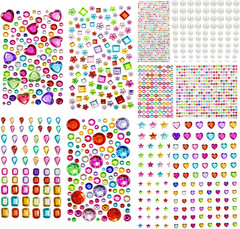 2774PCS Gem Stickers, Self Adhesive Gems for Crafts, Acrylic Bling Heart Stic…