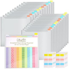 Caydo 24 Pcs Scrapbook Paper Storage Organizer 12×12 Inch with Sticky Index Tabs