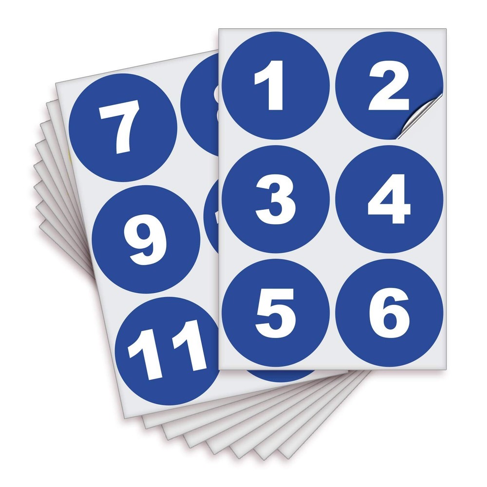 iSYFIX Blue Consecutive Number Stickers – 1 to 50, 4-inch, 1 set – Vinyl Self…