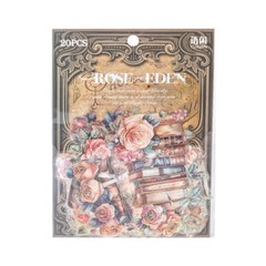 Vintage Rose Clock Window PET Foil Stickers Junk Journal Card Decorative Collage