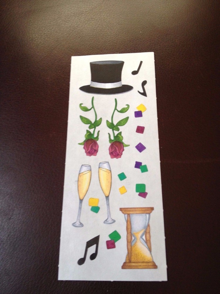 🔥VINTAGE Creative Memories Stickers NEW YEARS EVE CHAMPAGNE HOURGLASS NOS *