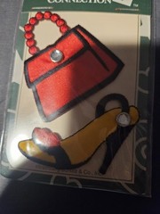 The Card Connection mini sticker red purse black scrappy shoe