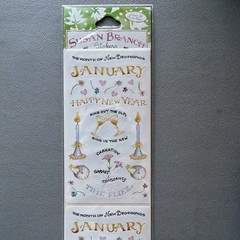 Susan Branch Jan New Years Day Colorbok Stickers 2 Sheets Sealed Pack VTG Rare