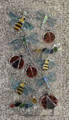 Stained Glass Insect Butterfly Ladybug Dragonfly C-thru Stickers New Loose Sheet