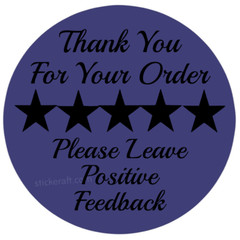 Thank You Stickers 5 Star Feedback Labels Small Business Packaging