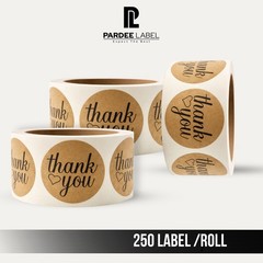 Thank You Stickers- Natural Kraft Paper 2″ Circle – 250 Labels Per Roll