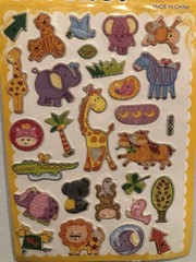 Cute Zoo Animals Glitter Puffy Sticker Sheet Scrapbook Kids Diary Collect